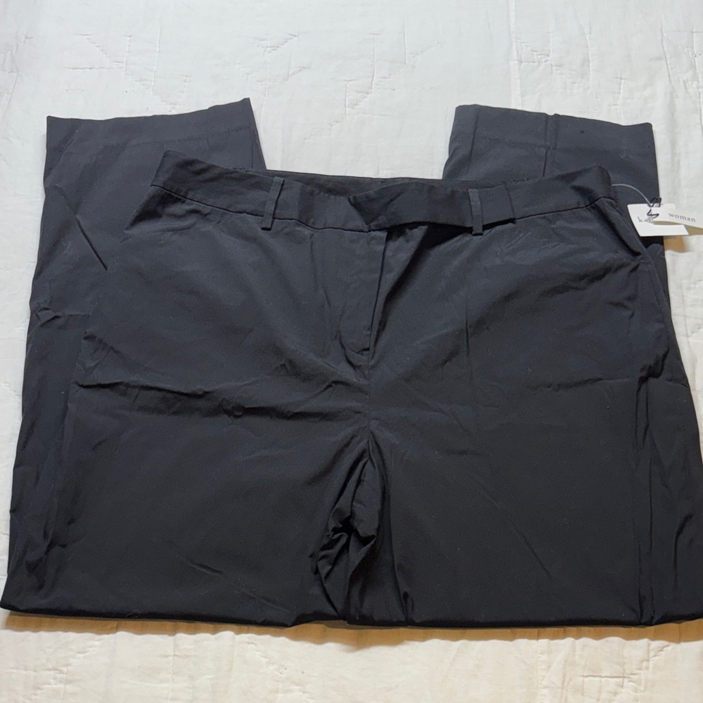 NWT Kate Hill Women's Plus Size Black Loose Fit Career Dress Pants 16W